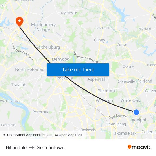 Hillandale to Germantown map