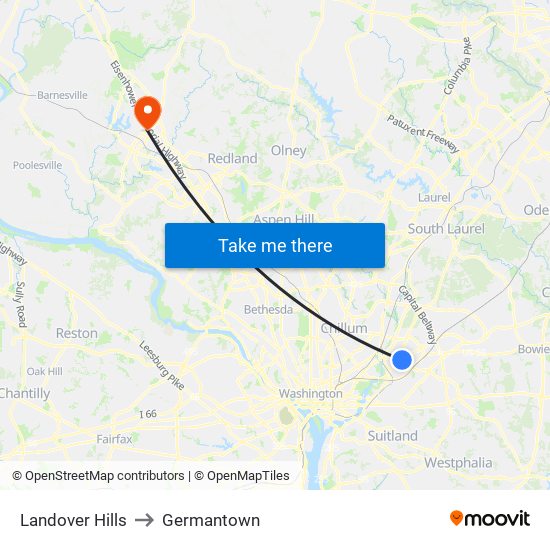 Landover Hills to Germantown map