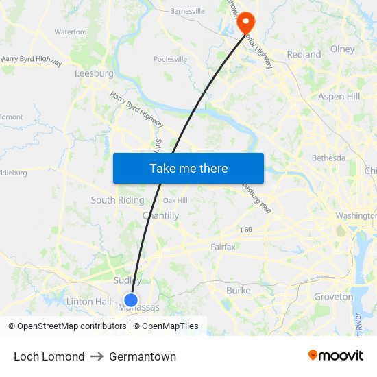 Loch Lomond to Germantown map