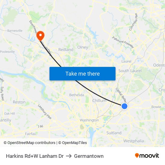 Harkins Rd+W Lanham Dr to Germantown map