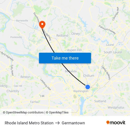 Rhode Island Metro Station to Germantown map