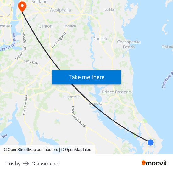 Lusby to Glassmanor map