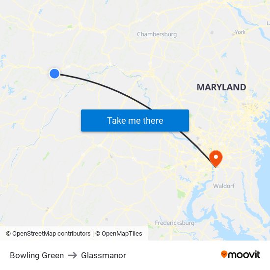 Bowling Green to Glassmanor map