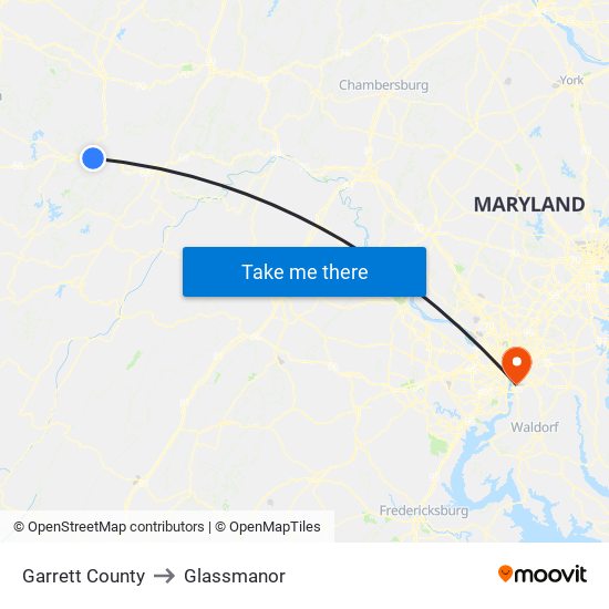 Garrett County to Glassmanor map