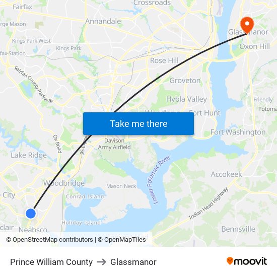 Prince William County to Glassmanor map