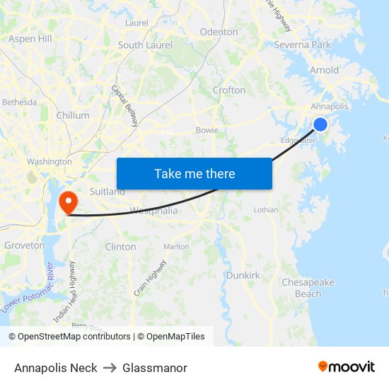 Annapolis Neck to Glassmanor map