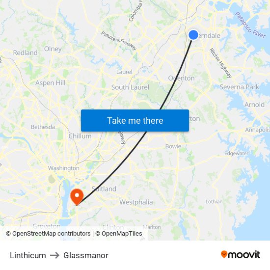 Linthicum to Glassmanor map