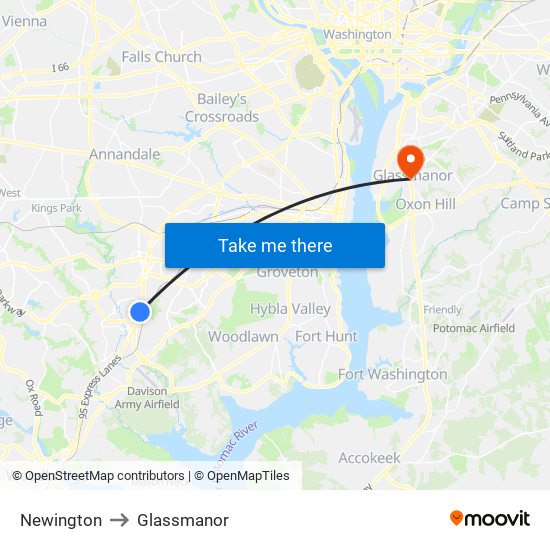 Newington to Glassmanor map