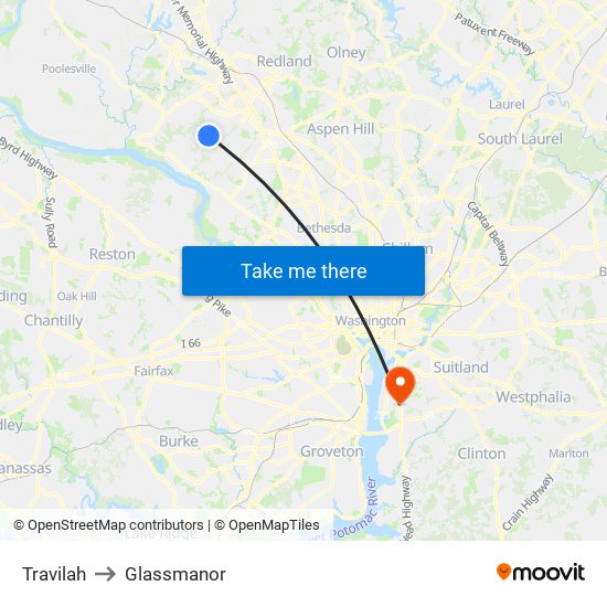 Travilah to Glassmanor map