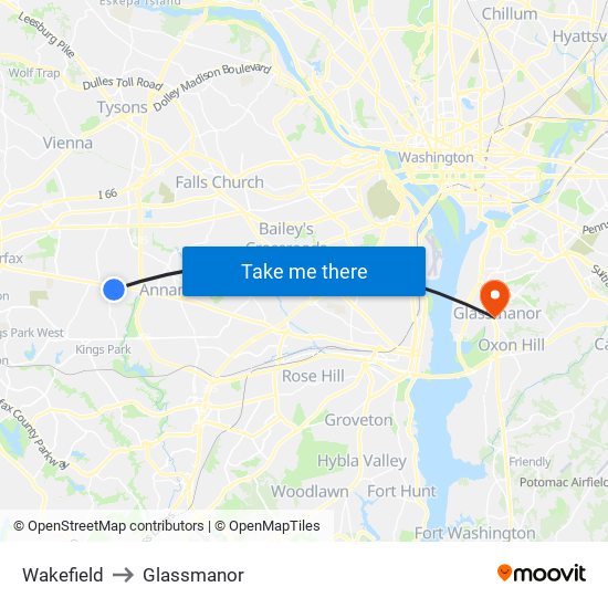 Wakefield to Glassmanor map