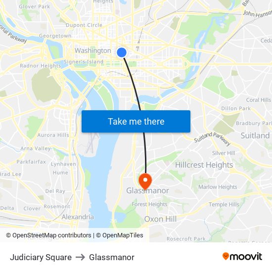 Judiciary Square to Glassmanor map