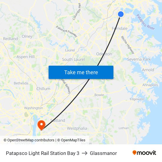 Patapsco Light Rail Station Bay 3 to Glassmanor map