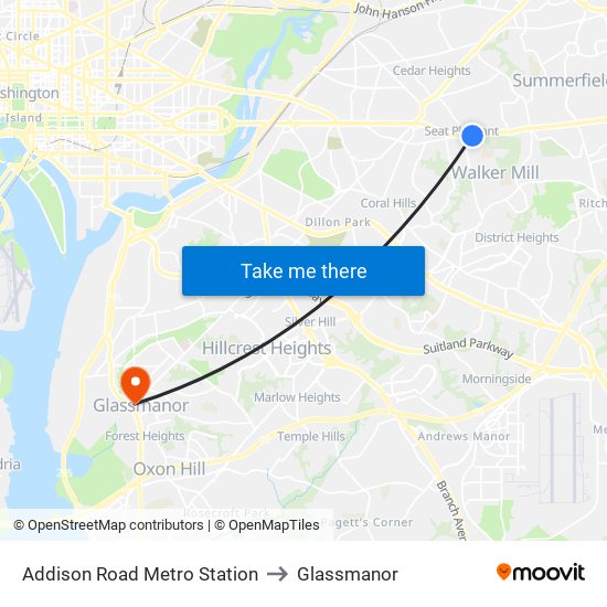 Addison Road Metro Station to Glassmanor map