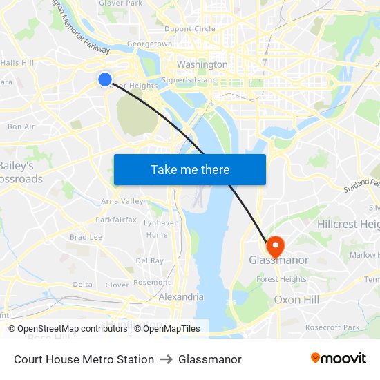 Court House Metro Station to Glassmanor map