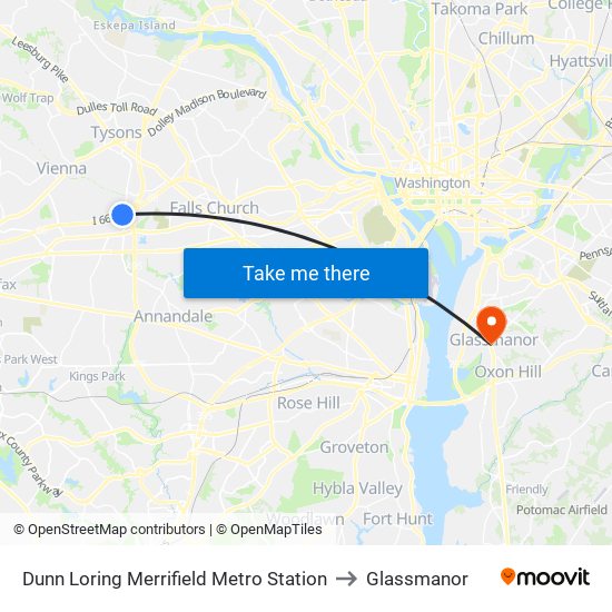 Dunn Loring Merrifield Metro Station to Glassmanor map