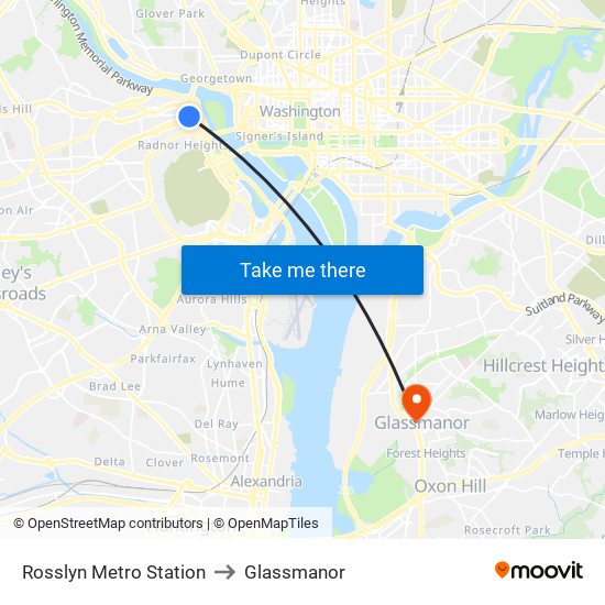 Rosslyn Metro Station to Glassmanor map