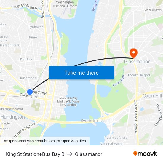 King Street-Old Town+Bay B to Glassmanor map