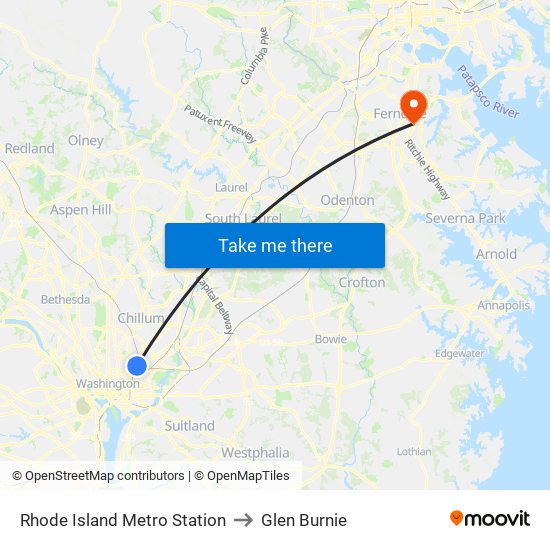 Rhode Island Metro Station to Glen Burnie map