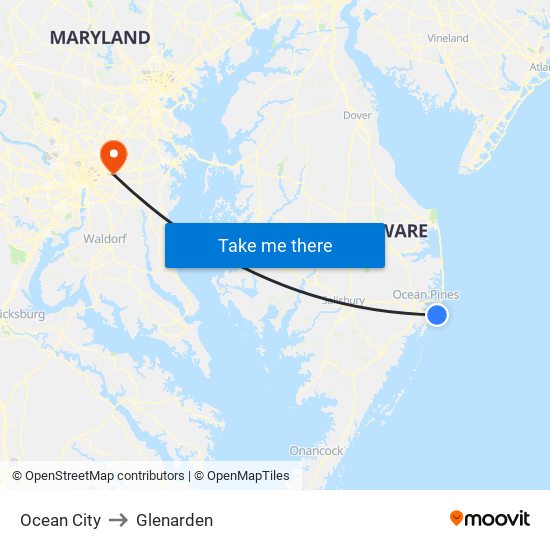 Ocean City to Glenarden map