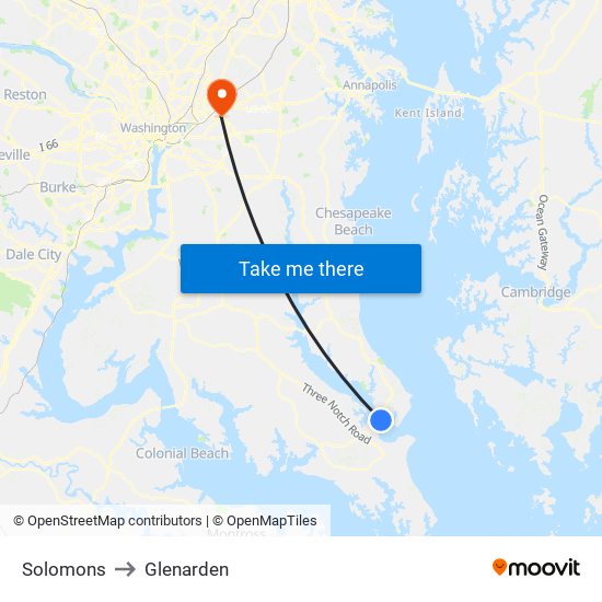 Solomons to Glenarden map