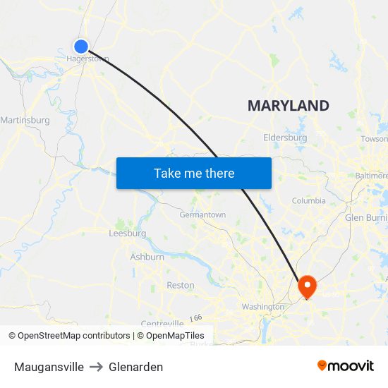 Maugansville to Glenarden map