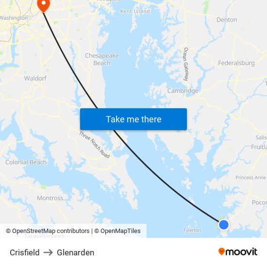 Crisfield to Glenarden map