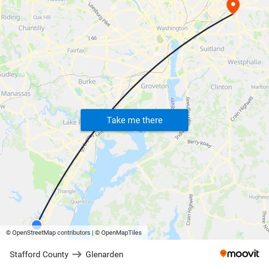 Stafford County to Glenarden map