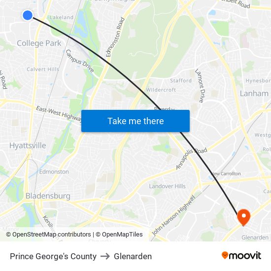 Prince George's County to Glenarden map