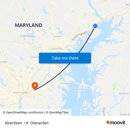 Aberdeen to Glenarden map