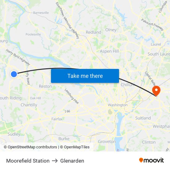 Moorefield Station to Glenarden map