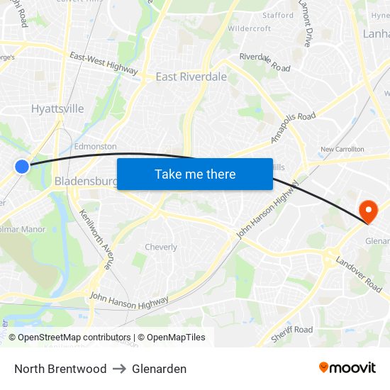 North Brentwood to Glenarden map