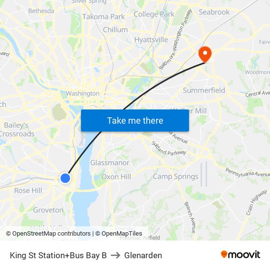 King Street-Old Town+Bay B to Glenarden map