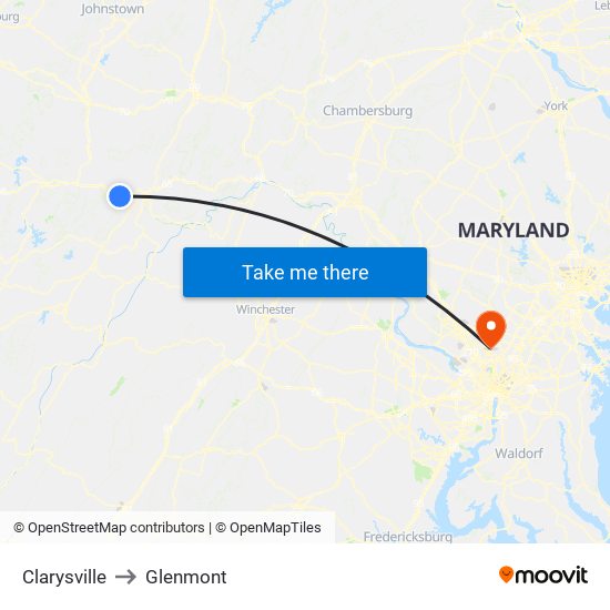 Clarysville to Glenmont map