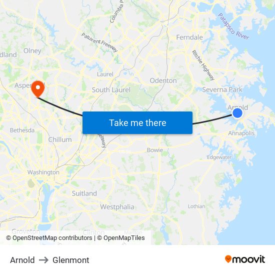 Arnold to Glenmont map