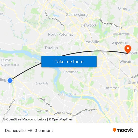 Dranesville to Glenmont map