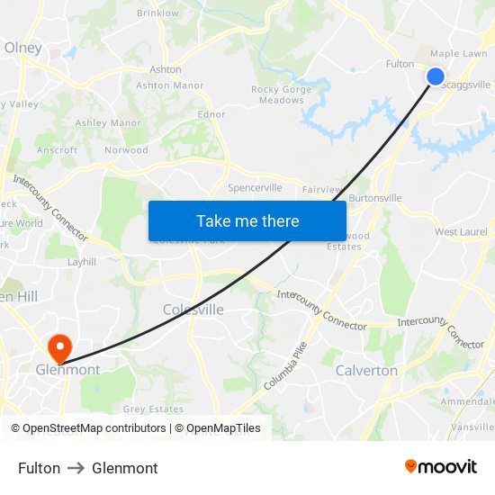 Fulton to Glenmont map