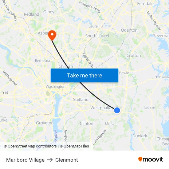 Marlboro Village to Glenmont map