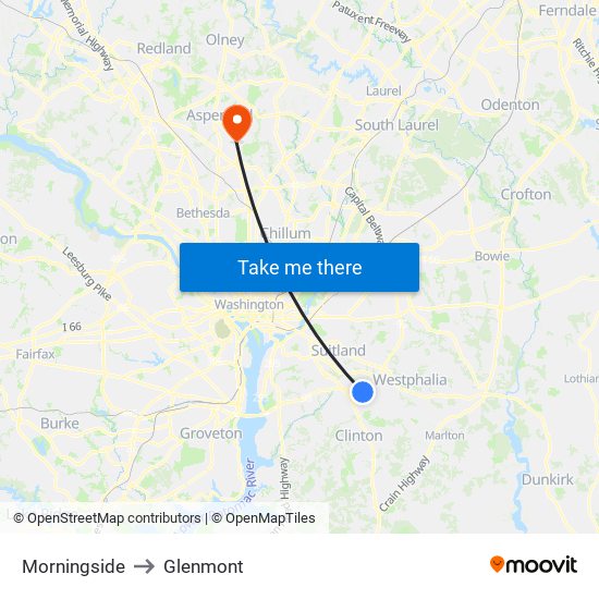 Morningside to Glenmont map