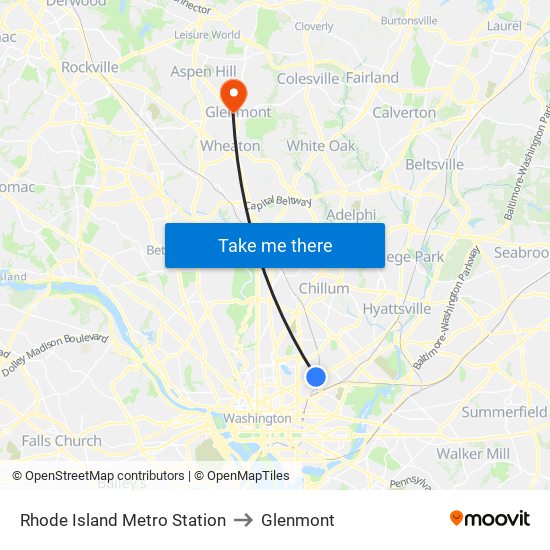 Rhode Island Metro Station to Glenmont map