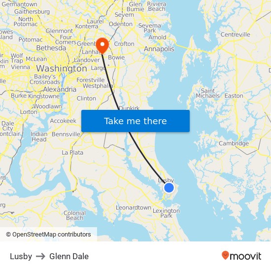 Lusby to Glenn Dale map