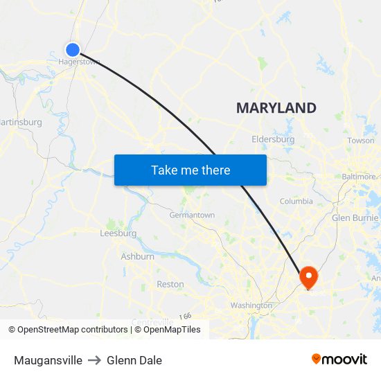 Maugansville to Glenn Dale map