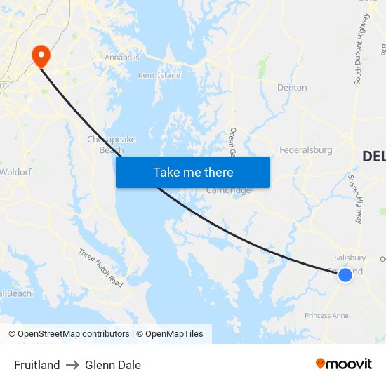 Fruitland to Glenn Dale map