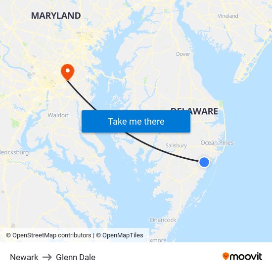 Newark to Glenn Dale map