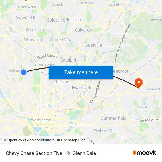 Chevy Chase Section Five to Glenn Dale map