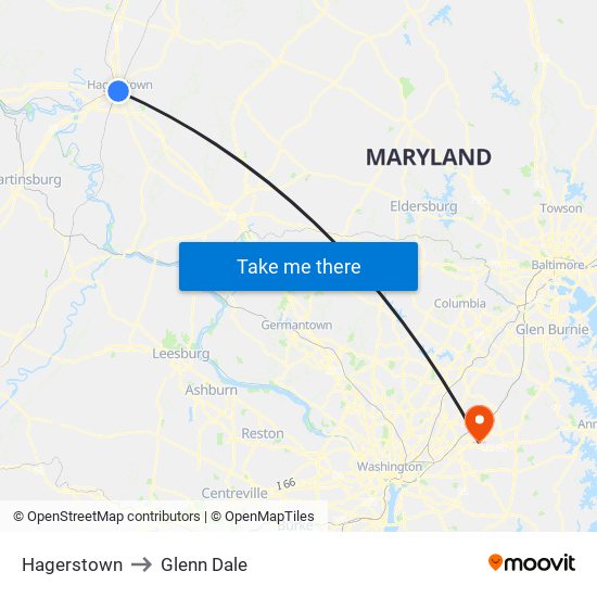 Hagerstown to Glenn Dale map