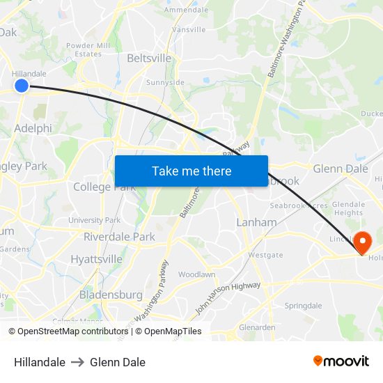 Hillandale to Glenn Dale map