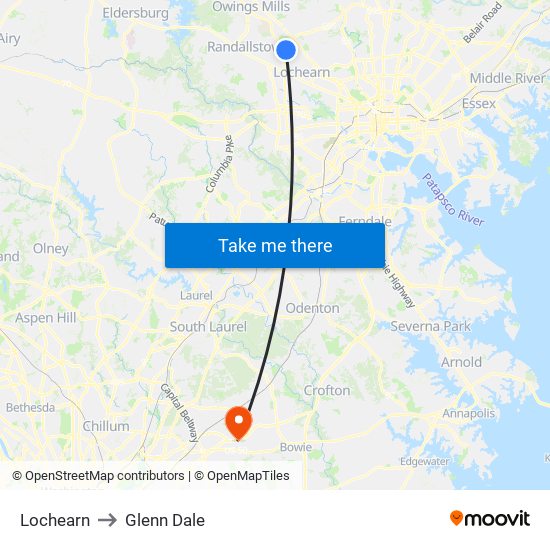 Lochearn to Glenn Dale map