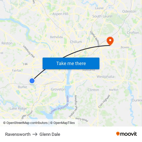 Ravensworth to Glenn Dale map