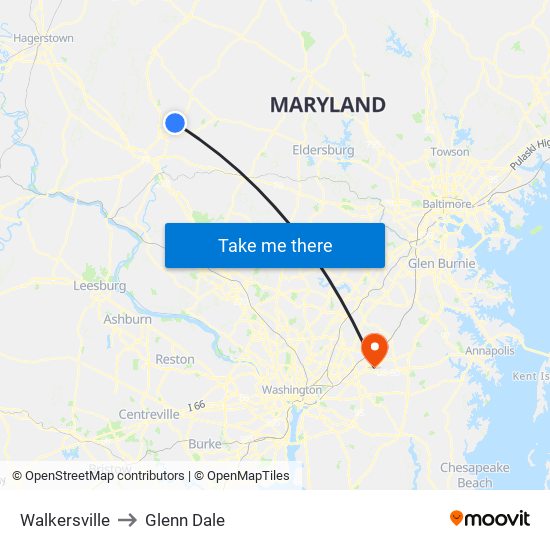 Walkersville to Glenn Dale map