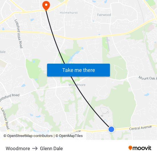 Woodmore to Glenn Dale map